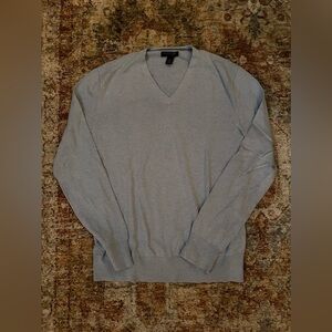 Banana Republic Mens Sweater Solid Baby Blue L Cotton Blend Long Sleeve V Neck